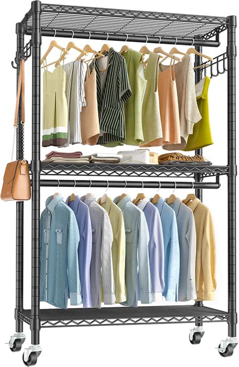 heavy duty rolling wardrobe rack